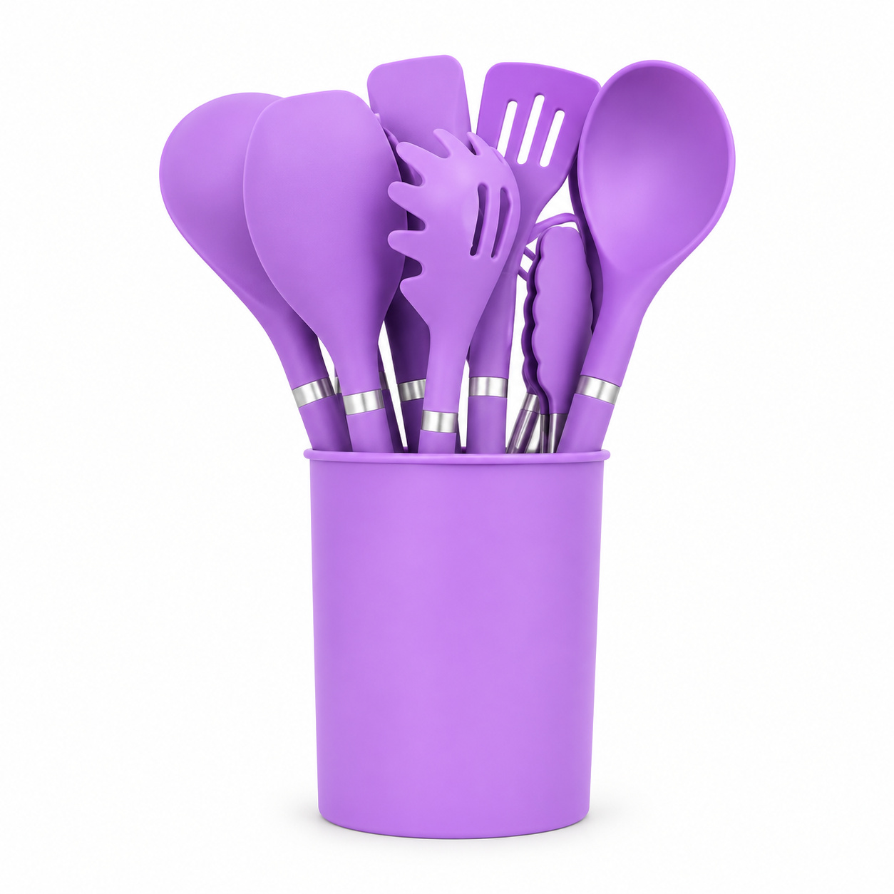 Set 12 ustensile de bucătărie din silicon, cu suport